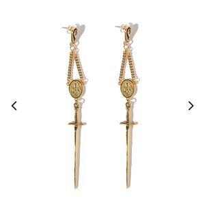 Vanessa Mooney AMPARO ROSARY EARRINGS - Gold Sword